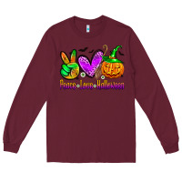 Burgundy peace love halloween Long Sleeve Tee - Zillion Design Studio