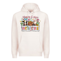 Pale Pink happy easter heifers Premium Hoodie - MaliasSmallBusiness