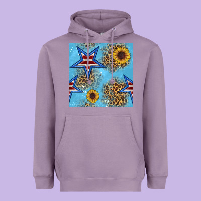 American Star And Sunflower Seamless  Pattern Heavyweight Hoodie Designed By Bundleandbundleshop