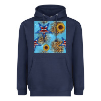 Navy american star and sunflower seamless  pattern Heavyweight Hoodie - BundleAndBundleShop