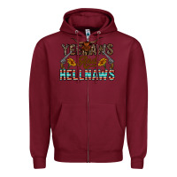 Burgundy yeehaws and hellnaws Zipper Hoodie - CowhideDigitalArt
