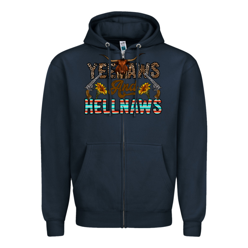 Yeehaws And Hellnaws Zipper Hoodie by CowhideDigitalArt | Teevron