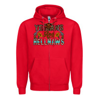 Red yeehaws and hellnaws Zipper Hoodie - CowhideDigitalArt