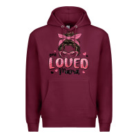 Burgundy one loved mama messy bun Premium Hoodie - MaliasSmallBusiness