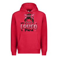 Cardinal one loved mama messy bun Premium Hoodie - MaliasSmallBusiness