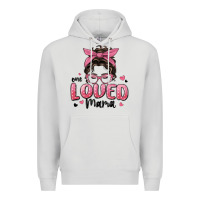 Dove Grey one loved mama messy bun Premium Hoodie - MaliasSmallBusiness