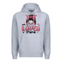Heather Grey one loved mama messy bun Premium Hoodie - MaliasSmallBusiness