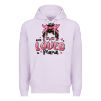 Lilac one loved mama messy bun Premium Hoodie - MaliasSmallBusiness