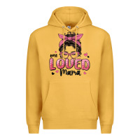 Mustard one loved mama messy bun Premium Hoodie - MaliasSmallBusiness