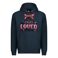 Navy one loved mama messy bun Premium Hoodie - MaliasSmallBusiness