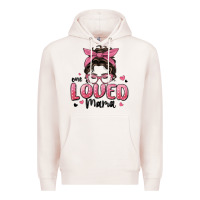 Pale Pink one loved mama messy bun Premium Hoodie - MaliasSmallBusiness