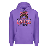 Purple one loved mama messy bun Premium Hoodie - MaliasSmallBusiness