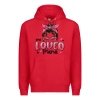 Red one loved mama messy bun Premium Hoodie - MaliasSmallBusiness