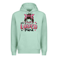 Seafoam one loved mama messy bun Premium Hoodie - MaliasSmallBusiness