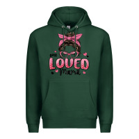 Sports Green one loved mama messy bun Premium Hoodie - MaliasSmallBusiness