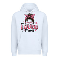 White one loved mama messy bun Premium Hoodie - MaliasSmallBusiness