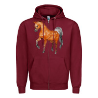 Burgundy horse Zipper Hoodie - FaDigitalArtStudio