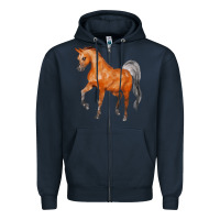 Navy horse Zipper Hoodie - FaDigitalArtStudio
