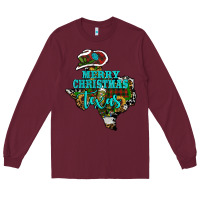 Burgundy merry christmas texas Long Sleeve Tee - RanaPortraitStore