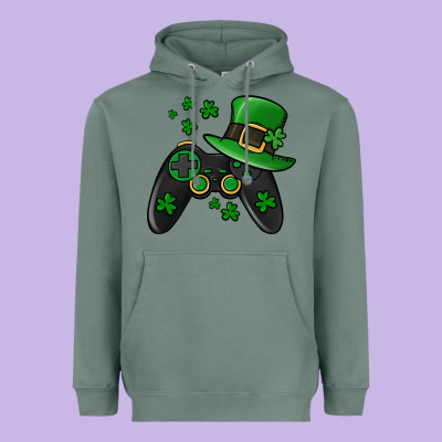 St Patricks Day Gamer Heavyweight Hoodie Designed By Jasminsmagicworld