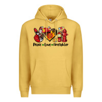 Antique Gold peace love firefighter Premium Hoodie - AdoDesignShop