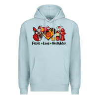 Blue Mist peace love firefighter Premium Hoodie - AdoDesignShop