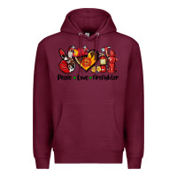 Burgundy peace love firefighter Premium Hoodie - AdoDesignShop