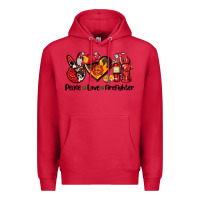 Cardinal peace love firefighter Premium Hoodie - AdoDesignShop