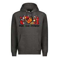 Charcoal Heather peace love firefighter Premium Hoodie - AdoDesignShop