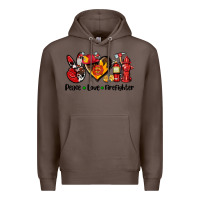 Coffee peace love firefighter Premium Hoodie - AdoDesignShop