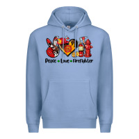 Colony Blue peace love firefighter Premium Hoodie - AdoDesignShop