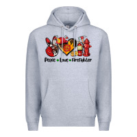 Heather Grey peace love firefighter Premium Hoodie - AdoDesignShop