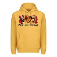 Mustard peace love firefighter Premium Hoodie - AdoDesignShop