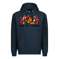 Navy peace love firefighter Premium Hoodie - AdoDesignShop