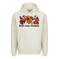 Oatmeal Heather peace love firefighter Premium Hoodie - AdoDesignShop