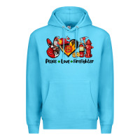 Ocean Blue peace love firefighter Premium Hoodie - AdoDesignShop