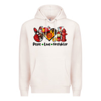 Pale Pink peace love firefighter Premium Hoodie - AdoDesignShop