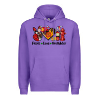 Purple peace love firefighter Premium Hoodie - AdoDesignShop