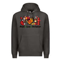 Smoke peace love firefighter Premium Hoodie - AdoDesignShop