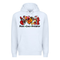 White peace love firefighter Premium Hoodie - AdoDesignShop