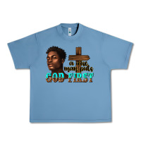Pebble Blue a wise man puts god first Urban Heavy Tee - texasbilliewilder