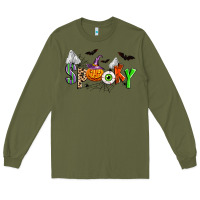 Army Green halloween spooky Long Sleeve Tee - Zillion Design Studio