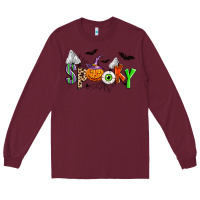 Burgundy halloween spooky Long Sleeve Tee - Zillion Design Studio