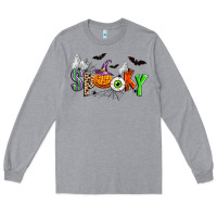 Heather Grey halloween spooky Long Sleeve Tee - Zillion Design Studio