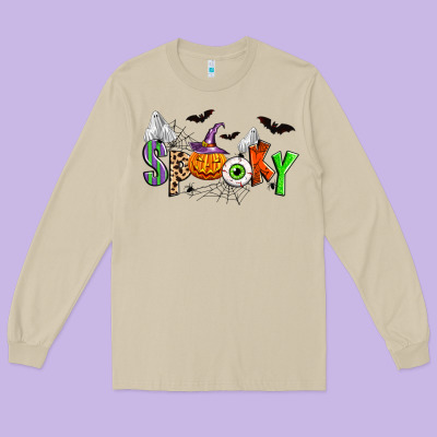 Halloween Spooky Long Sleeve Tee Designed By Zillion Design Studio