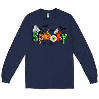 Navy halloween spooky Long Sleeve Tee - Zillion Design Studio