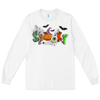 White halloween spooky Long Sleeve Tee - Zillion Design Studio