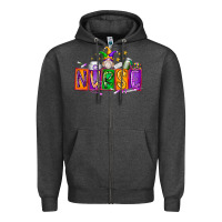 Charcoal Heather nurse mardi gras Zipper Hoodie - RacoonDesign