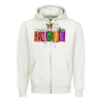 Oatmeal Heather nurse mardi gras Zipper Hoodie - RacoonDesign