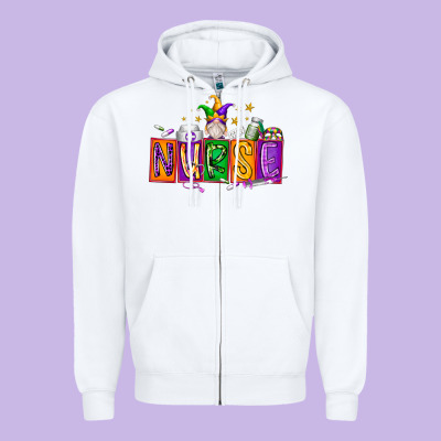 Nurse Mardi Gras Zipper Hoodie Designed By Racoondesign